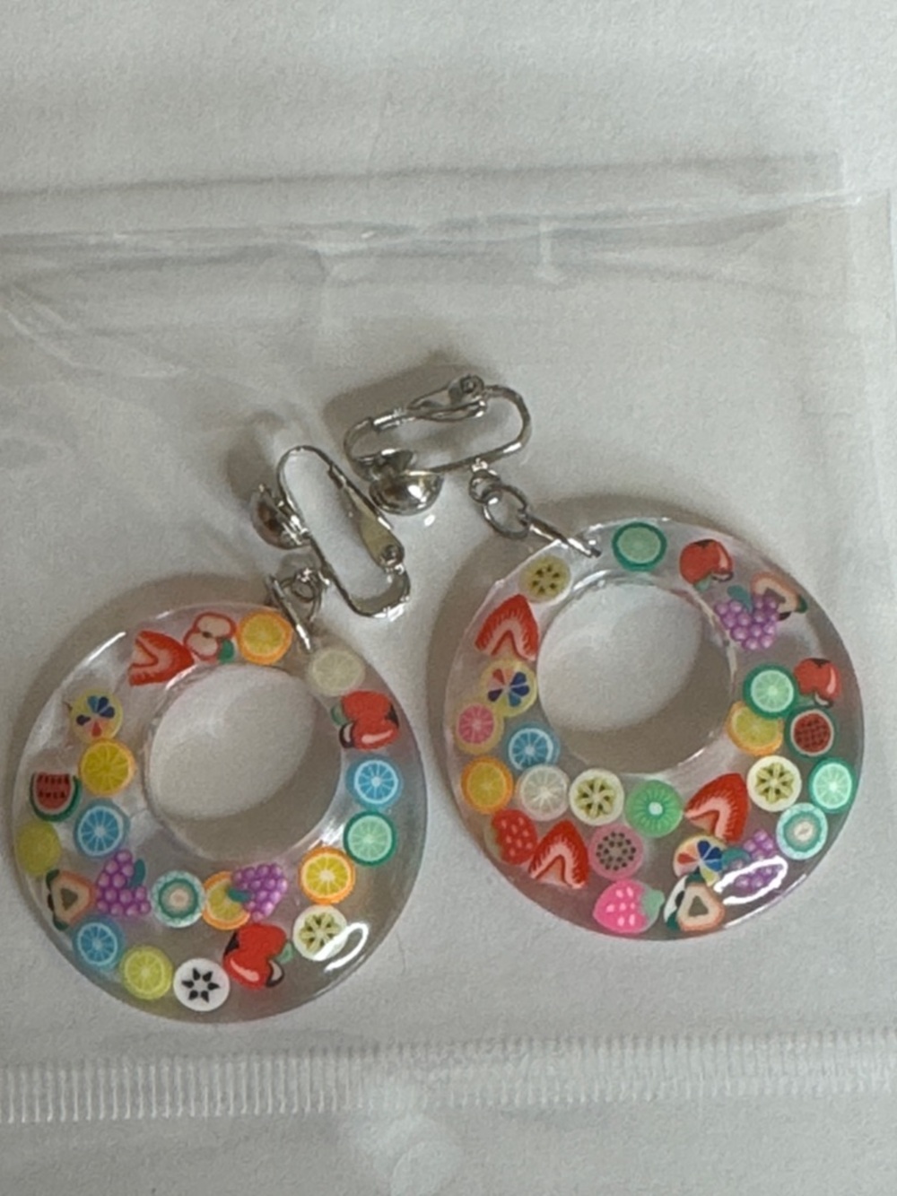 Women’s Fruit Dangle Clip-On Earrings - Multicolor